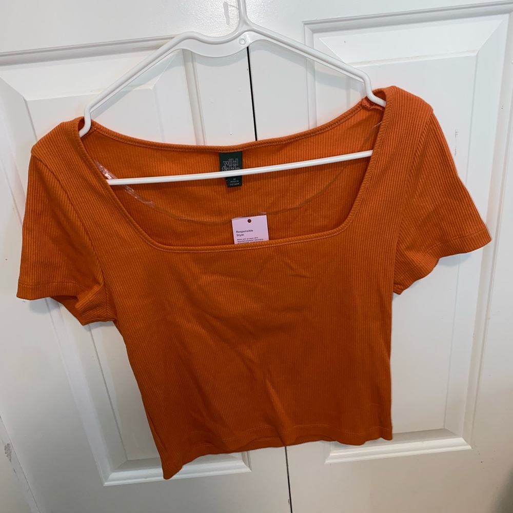 Target Burnt Orange Ribbed Blouse
